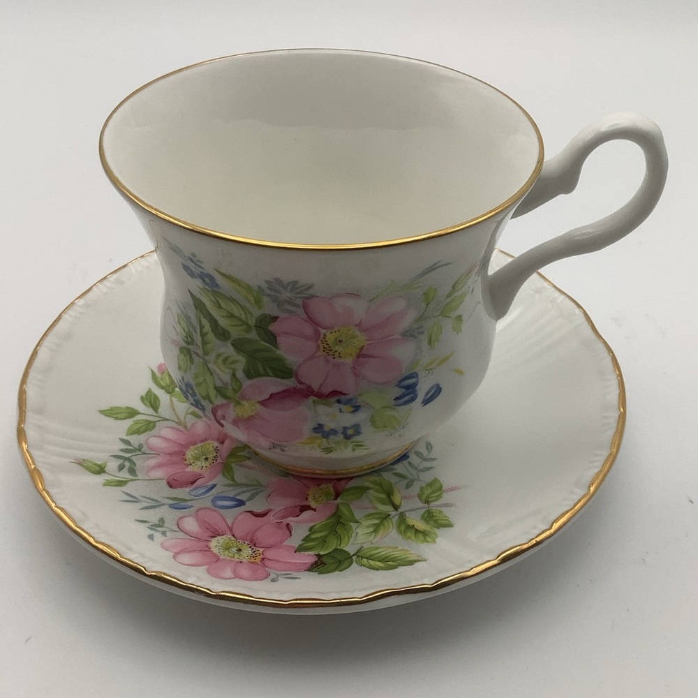 Royal Grafton England Bone  China Floral Teacup and Saucer